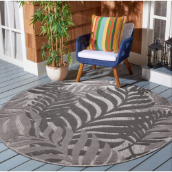 Muratap Binnen en buiten rond vloerkleed floral outdoor laagpolig tapijt 120 cm rond