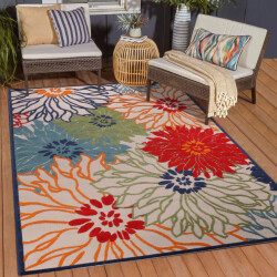 Muratap Binnen en buiten vloerkleed floral outdoor laagpolig tapijt 80x200 cm