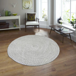Muratap Corda binnen & buiten vloerkleed effen gevlochten rond tuin balkon laagpolig licht 120 cm rond