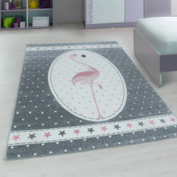 Muratap Kids flamingo vloerkleed kinderkamer grijs laagpolig- 160x230 cm