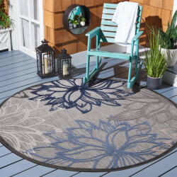 Muratap Binnen en buiten rond vloerkleed floral outdoor laagpolig tapijt 120 cm rond