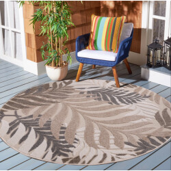 Muratap Binnen en buiten rond vloerkleed floral outdoor laagpolig tapijt 150 cm rond