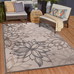 Muratap Binnen en buiten vloerkleed floral outdoor laagpolig tapijt 80x150 cm