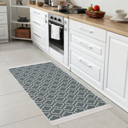 Muratap Boho kelim dubbelzijdig wasbaar vloerkleed grijs 60x180 cm