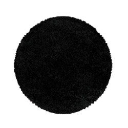 Muratap Monaco soft rond shaggy hoogpolig vloerkleed black- 200 cm rond