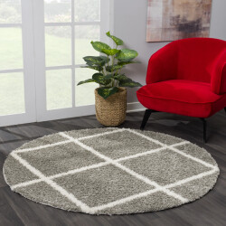 Muratap Madrid shaggy rond design vloerkleed hoogpolig- 200 cm rond