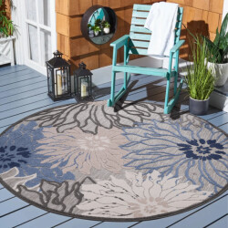 Muratap Binnen en buiten vloerkleed floral outdoor laagpolig tapijt 150 cm rond