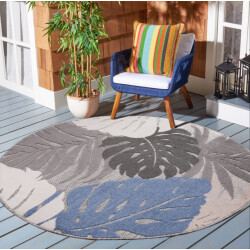 Muratap Binnen en buiten rond vloerkleed floral outdoor laagpolig tapijt 120 cm rond