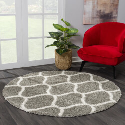 Muratap Madrid shaggy rond design vloerkleed hoogpolig- 200 cm rond