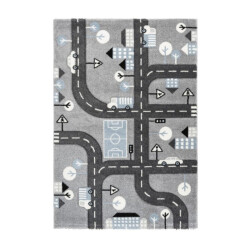 Muratap Amigo kinderkamer vloerkleed verkeer laagpolig grijs- 80x150 cm