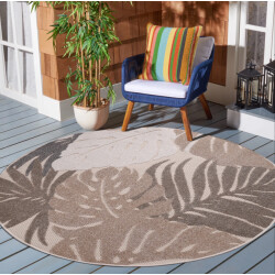 Muratap Binnen en buiten rond vloerkleed floral outdoor laagpolig tapijt 200 cm rond