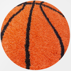 Muratap Fun basketbal kinderkamer rond vloerkleed hoogpolig oranje- 120 cm rond