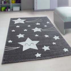 Muratap Kids sterren vloerkleed kinderkamer grijs laagpolig- 160x230 cm