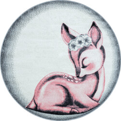 Muratap Bambi kinderkamer rond vloerkleed laagpolig grijs- 160 cm rond