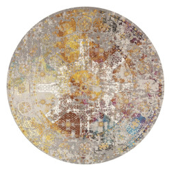 Muratap Picasso feraghan vintage rond vloerkleed / beige laagpolig- 200 cm rond