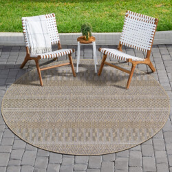 Muratap Uni binnen en buiten rond vloerkleed solid outdoor laagpolig tapijt 150 cm rond