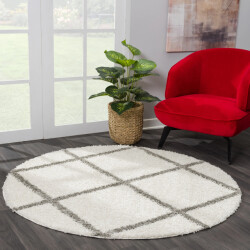 Muratap Madrid shaggy rond design vloerkleed hoogpolig- 150 cm rond