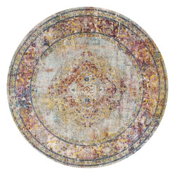 Muratap Picasso keshan vintage rond vloerkleed / beige laagpolig-