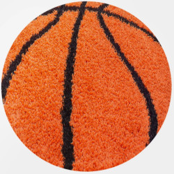 Muratap Fun basketbal kinderkamer rond vloerkleed hoogpolig oranje- 100 cm rond