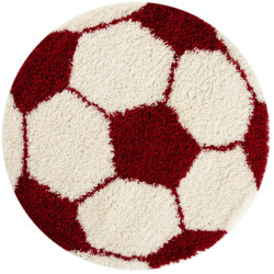 Muratap Fun voetbal kinderkamer rond vloerkleed hoogpolig wit- 120 cm