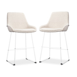 Nolon Nino-isa barkruk bouclé wit onderstel 65 cm set van 2