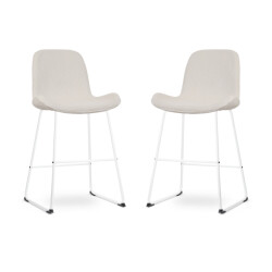 Nolon Nino-fé barkruk rib crème wit onderstel 65 cm set van 2
