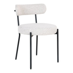 House Nordic Badalona dining chair eetkamerstoel, wit bouclé met zwarte poten, hn1270 set van 2