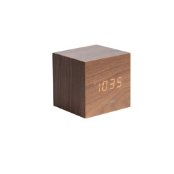 Karlsson wekker mini cube donker hout