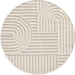 Muratap Japandi art rond vloerkleed boho scandinavisch laagpolig effen - 200 cm rond