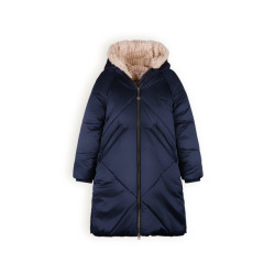 NoNo Meisjes winterjas lang met capuchon beetle navy