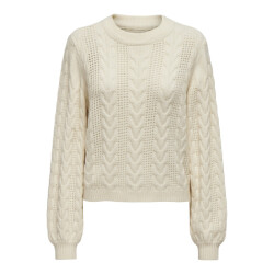 Only Onlrubina ls cable o-neck knt noos ecru