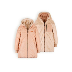 NoNo Meisjes reversibel winterjas halflang met capuchon baybee blush