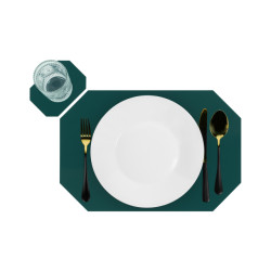 Krumble Placemat achthoekig + onderzetter- pu leder -