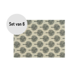 Krumble Placemat met boom patroon 30 x 40 cm katoen - set van 6