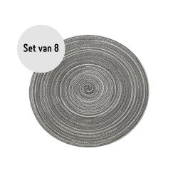 Krumble Placemat rond zilver/ set van 8