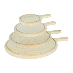 Krumble Serveerplank rond set van 4 xs + s + m + l hout