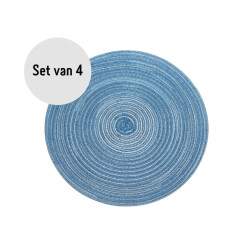 Krumble Placemat rond blauw/ set van 4