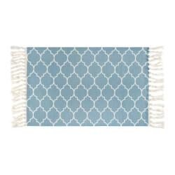 QUVIO Vloerkleed met franjes 60x90cm blauw en