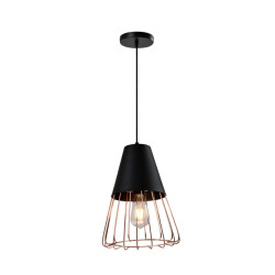 QUVIO Hanglamp langwerpig zwart met rosegoud frame quv5179l-black