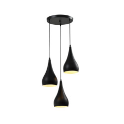 QUVIO Hanglamp glas 3-lichts rond quv5130l-black