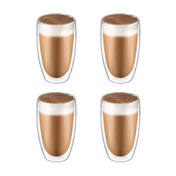 Krumble Latte macchiato glas dubbelwandig 400ml set van 4