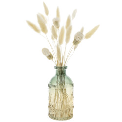 QUVIO Glazen vaas met patroon, geel/ hoogte 13 cm