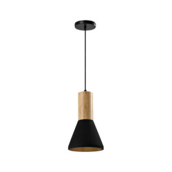 QUVIO Hanglamp langwerpig beton met hout quv5142l-black