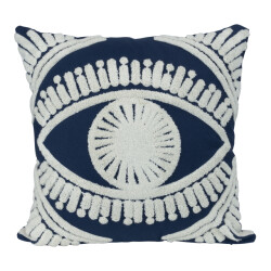 QUVIO Sierkussen gevuld met oog 45 x 45 cm blauw