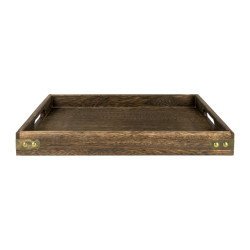 QUVIO Dienblad decoratief rechthoekig met handvaten 36 x 24 cm hout bruin