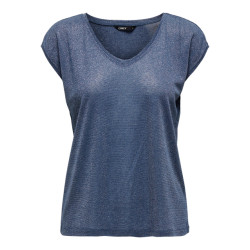 Only Onlsilvery s/s v neck lurex top jrs