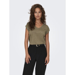 Only Onlsilvery s/s v neck lurex top jrs