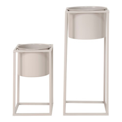 QUVIO Bloempot binnen/plantenstandaard – set van 2 – metaal -