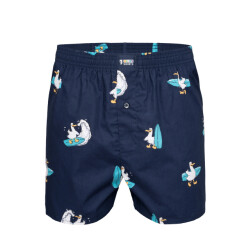 Happy Shorts X heren wijde boxershort met binnenbroek surfende zeemeeuw print