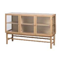 Olivine Boris eikenhouten dressoir naturel met glazen deuren 140 x 43 cm